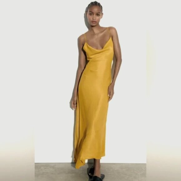 Zara mustard yellow slip dress - Picture 1 of 2